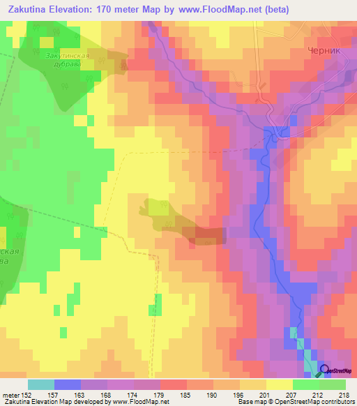 Zakutina,Russia Elevation Map