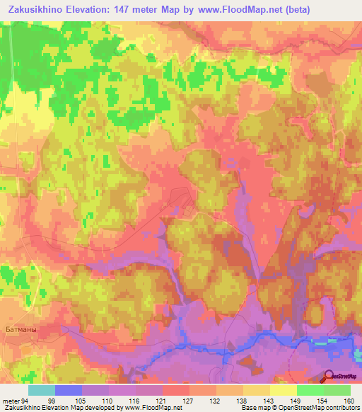 Zakusikhino,Russia Elevation Map