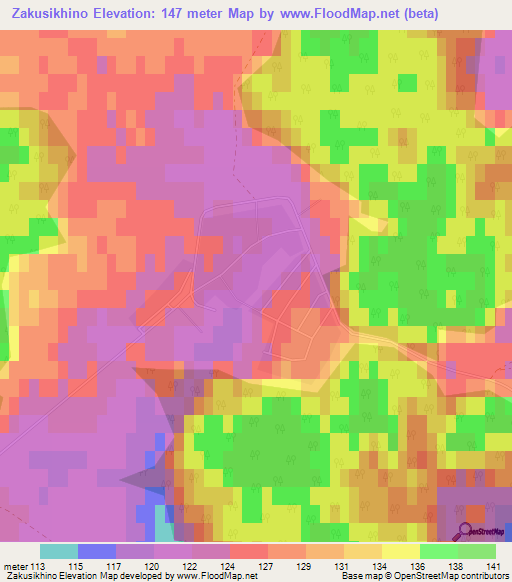 Zakusikhino,Russia Elevation Map