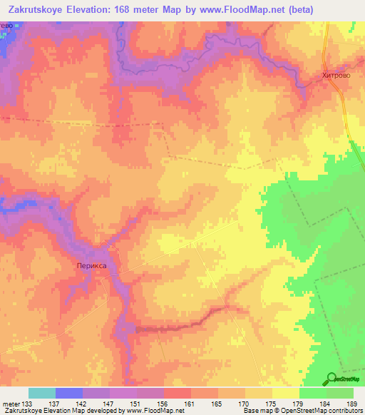 Zakrutskoye,Russia Elevation Map