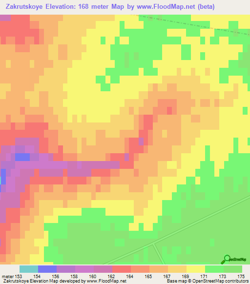 Zakrutskoye,Russia Elevation Map