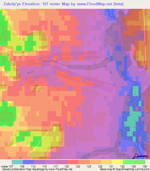 Zakolp'ye,Russia Elevation Map