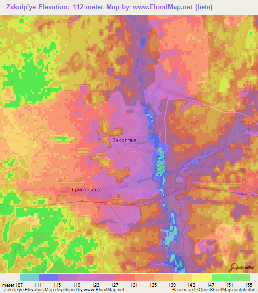 Zakolp'ye,Russia Elevation Map