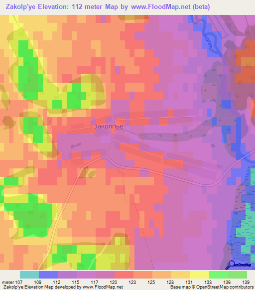 Zakolp'ye,Russia Elevation Map