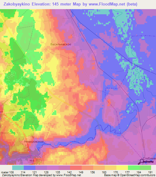 Zakobyaykino,Russia Elevation Map