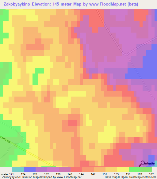 Zakobyaykino,Russia Elevation Map