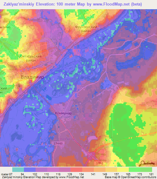 Zaklyaz'minskiy,Russia Elevation Map