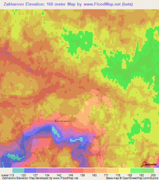 Zakharovo,Russia Elevation Map