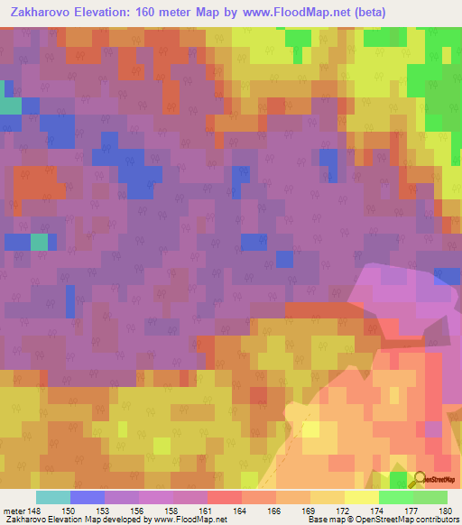 Zakharovo,Russia Elevation Map