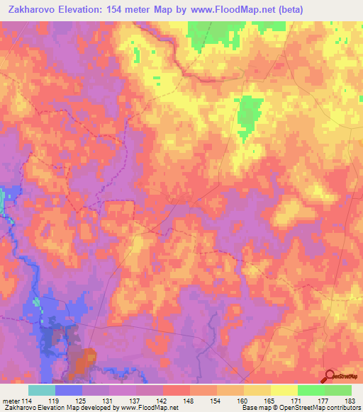 Zakharovo,Russia Elevation Map