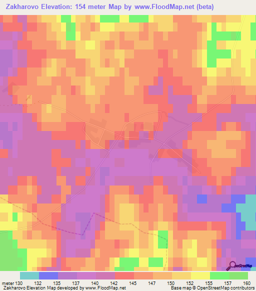 Zakharovo,Russia Elevation Map