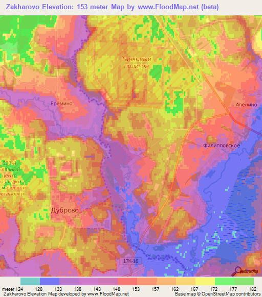 Zakharovo,Russia Elevation Map