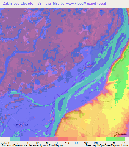 Zakharovo,Russia Elevation Map