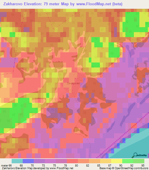 Zakharovo,Russia Elevation Map