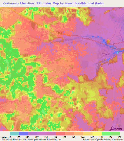 Zakharovo,Russia Elevation Map