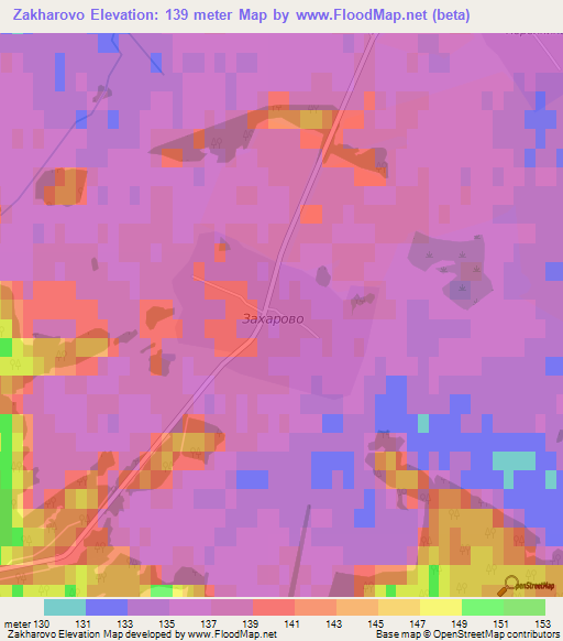 Zakharovo,Russia Elevation Map