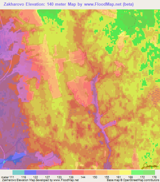 Zakharovo,Russia Elevation Map