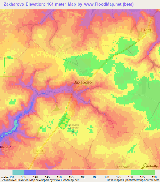 Zakharovo,Russia Elevation Map