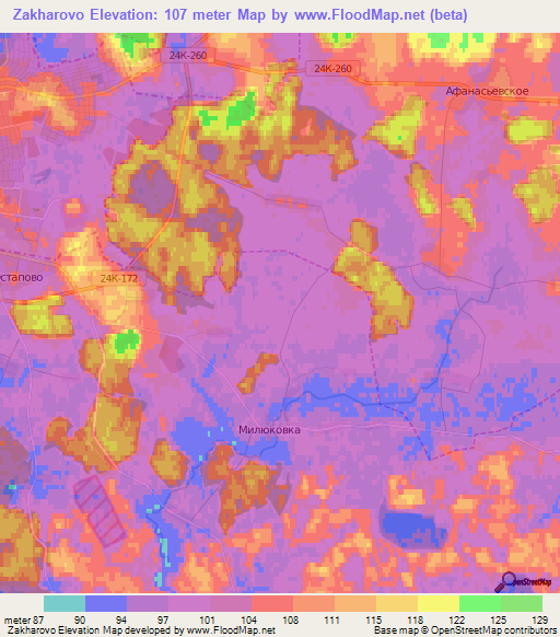 Zakharovo,Russia Elevation Map