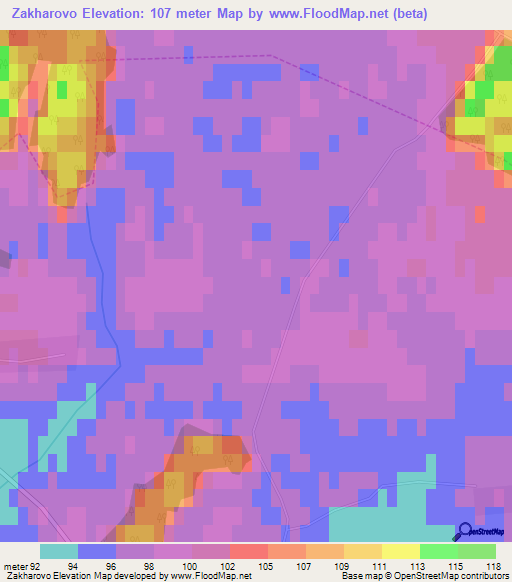 Zakharovo,Russia Elevation Map