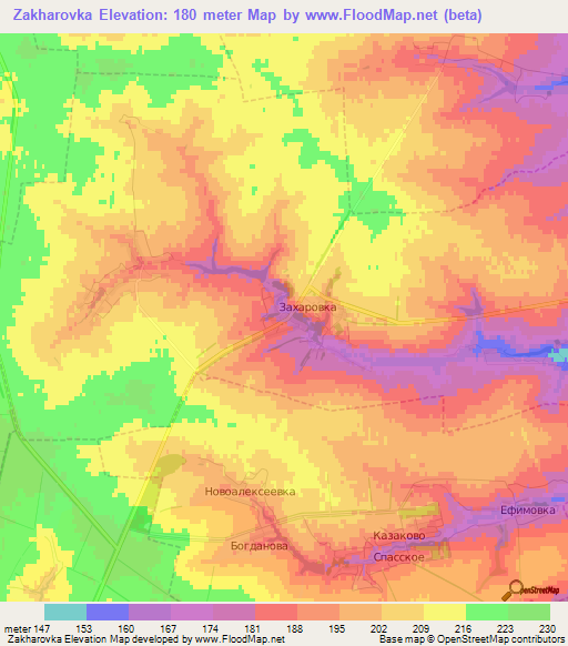 Zakharovka,Russia Elevation Map