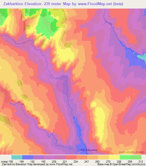 Zakharkino,Russia Elevation Map