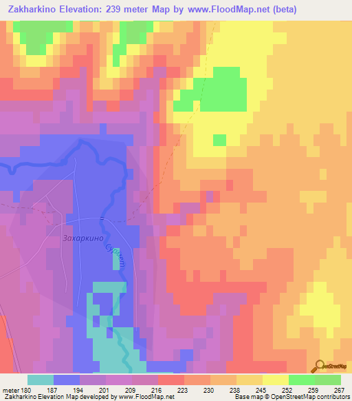 Zakharkino,Russia Elevation Map