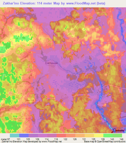 Zakhar'ino,Russia Elevation Map