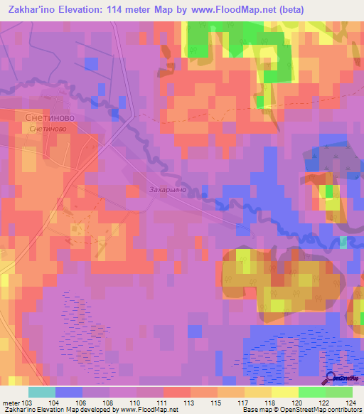 Zakhar'ino,Russia Elevation Map