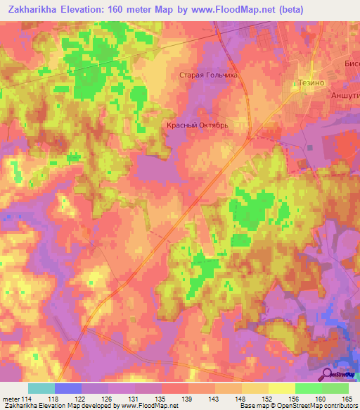 Zakharikha,Russia Elevation Map
