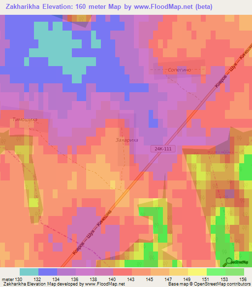 Zakharikha,Russia Elevation Map