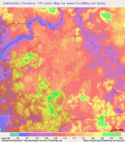 Zakharikha,Russia Elevation Map