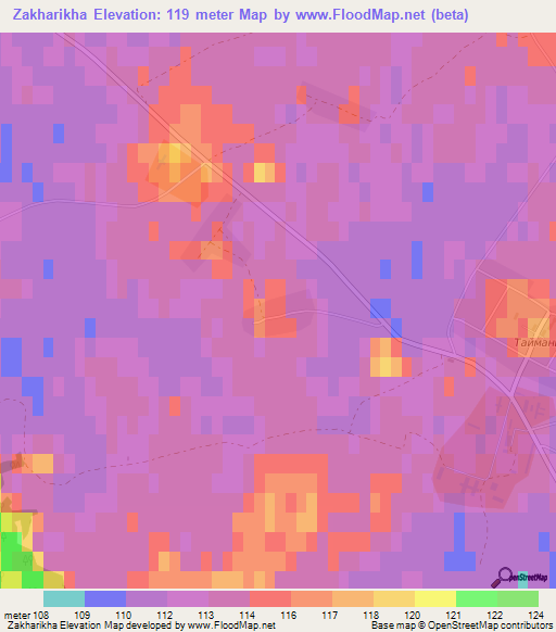 Zakharikha,Russia Elevation Map