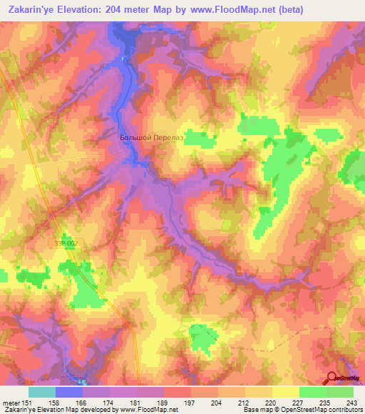 Zakarin'ye,Russia Elevation Map