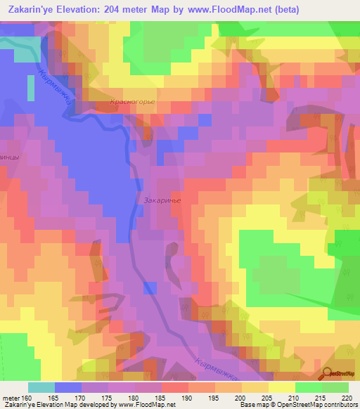 Zakarin'ye,Russia Elevation Map