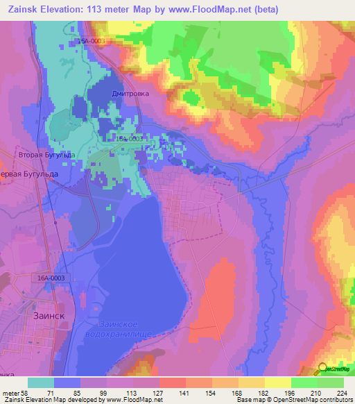 Zainsk,Russia Elevation Map