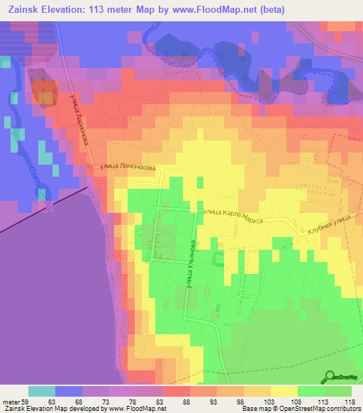 Zainsk,Russia Elevation Map