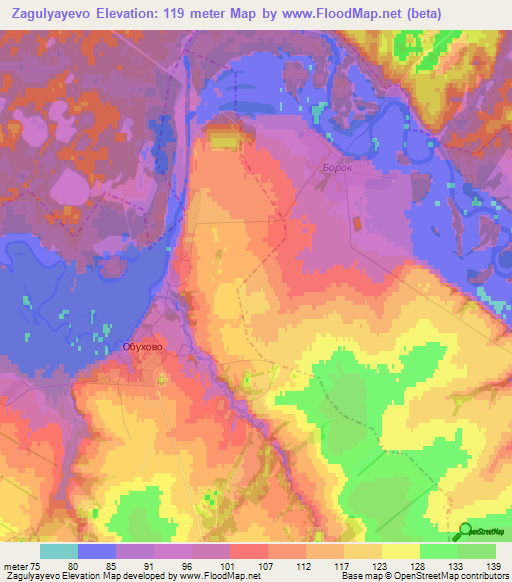 Zagulyayevo,Russia Elevation Map