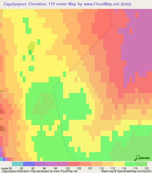 Zagulyayevo,Russia Elevation Map