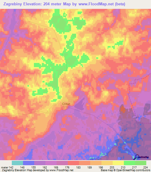 Zagrebiny,Russia Elevation Map