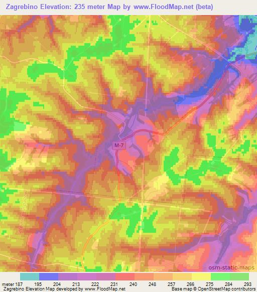 Zagrebino,Russia Elevation Map