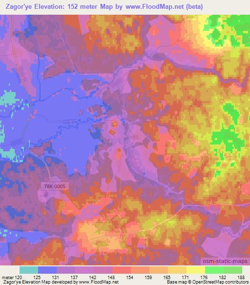 Zagor'ye,Russia Elevation Map