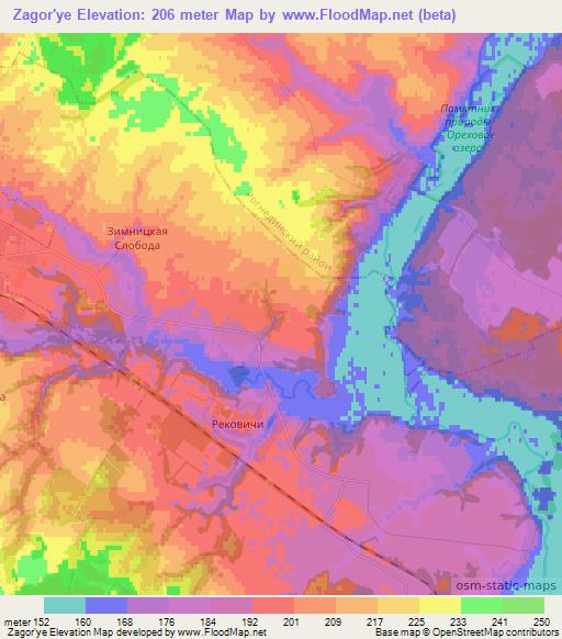 Zagor'ye,Russia Elevation Map