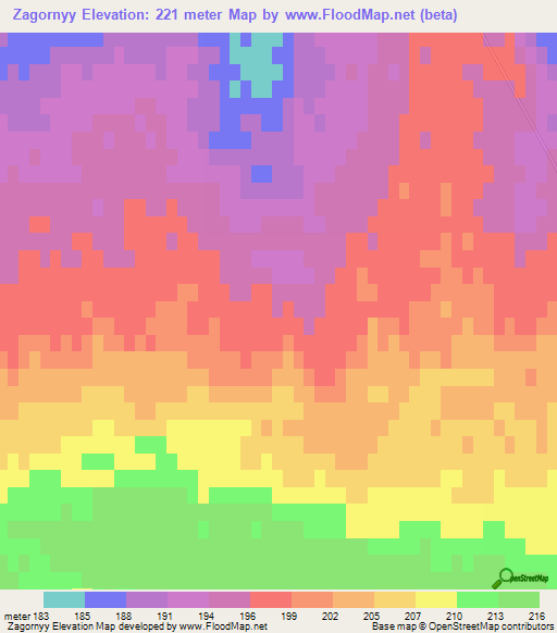 Zagornyy,Russia Elevation Map