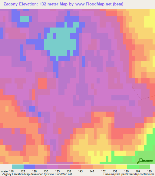 Zagony,Russia Elevation Map