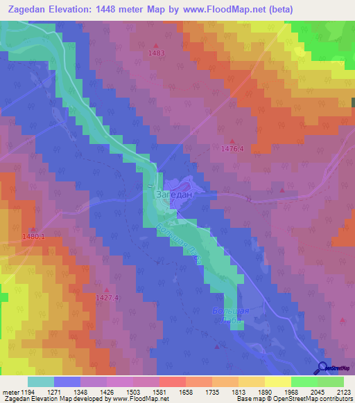 Zagedan,Russia Elevation Map