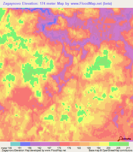 Zagaynovo,Russia Elevation Map