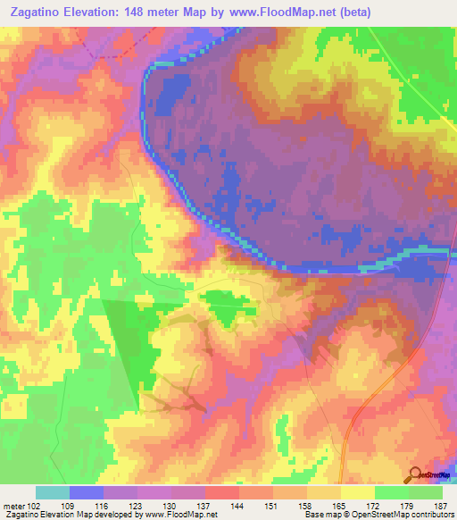 Zagatino,Russia Elevation Map