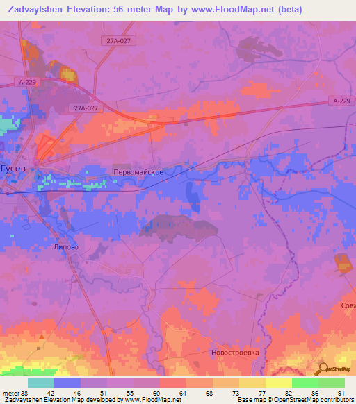 Zadvaytshen,Russia Elevation Map