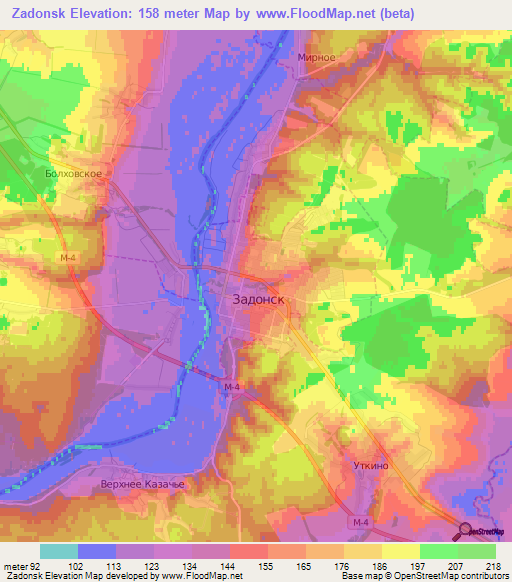 Zadonsk,Russia Elevation Map